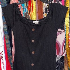Black cotton mini dress